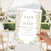Pastell Äng Vildblomma Blommig Save The Date
