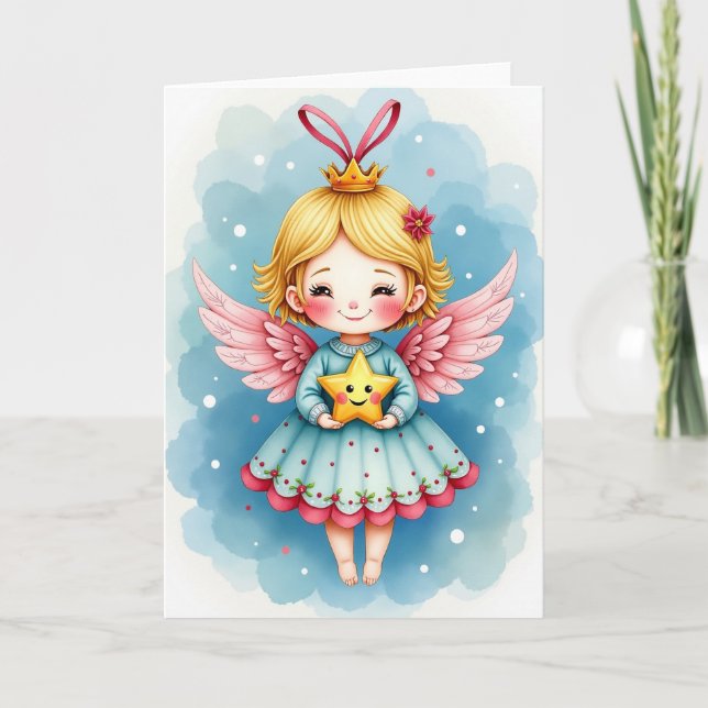 Pastell Ängel Julkort Kort (Framsida)