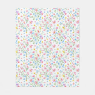 Pastell Ängsmönster med Vilda Blommor Fleecefilt