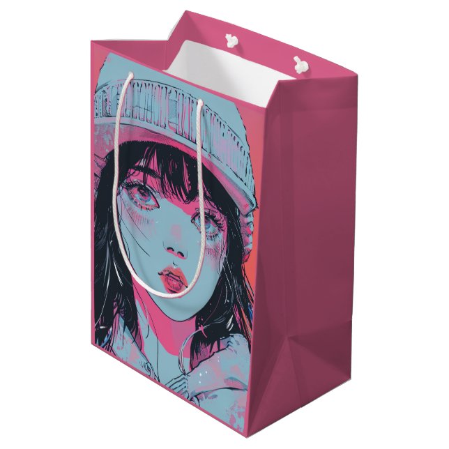 Pastell Animeflicka i Beanie-konst (Baksidan Vinklad)