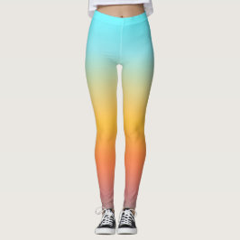 Pastell Aqua Solnedgångsgradient Mjuk Ombre Atleti Leggings