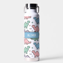 Pastell Arcade Dinosaur Pixel Silhuett Mönster