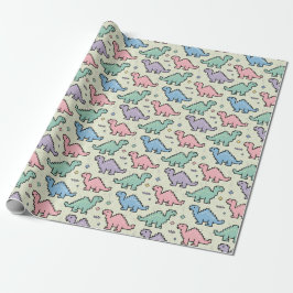 Pastell Arcade Dinosaur Pixel Silhuett Mönster Presentpapper