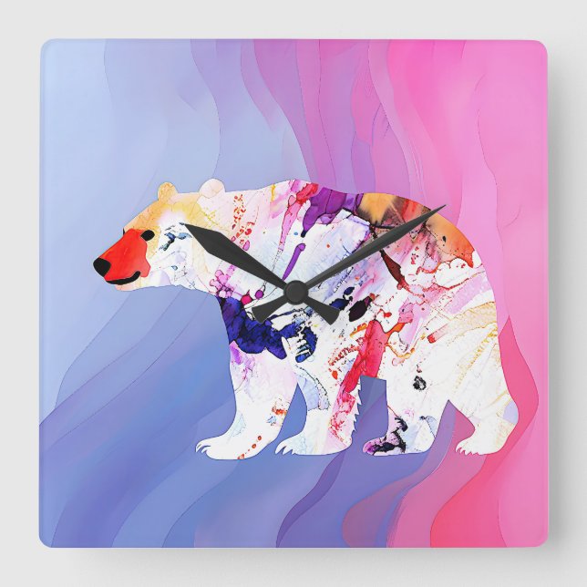 Pastell Arktisk Upptäckare i Vattenfärg       Fyrkantig Klocka (Framsida)