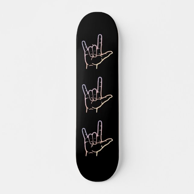 Pastell ASL Jag älskar dig skateboard (Framsida)