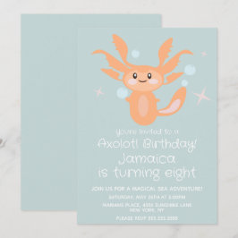Pastell Axolotl Havslevande Födelsedagsfest  Inbjudningar