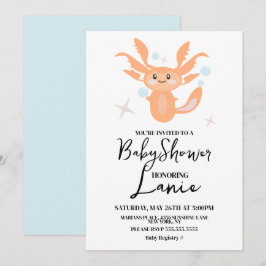 Pastell Axolotl Havsvarelse Baby Shower Inbjudningar