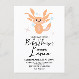 Pastell Axolotl Havsvarelse Baby Shower Vykort