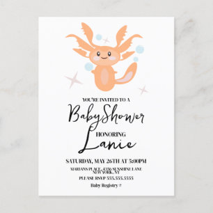 Pastell Axolotl Havsvarelse Baby Shower Vykort