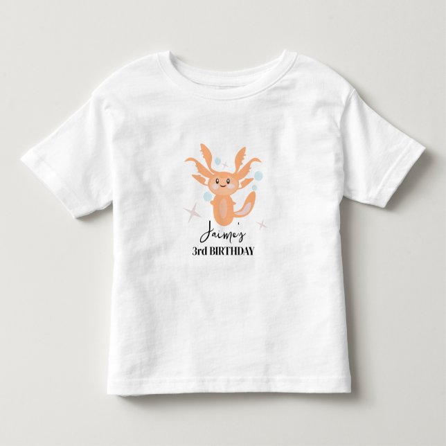 Pastell Axolotl Havsvarelse Födelsedagsnamn T Shirt (Framsida)