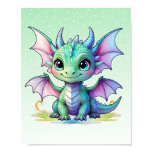 Pastell Baby Drakon Tryck