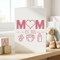 Pastell Baby Ikoner Mamma Est År Typografi Design