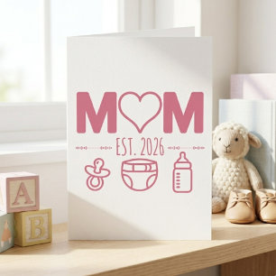 Pastell Baby Ikoner Mamma Est År Typografi Design Kort