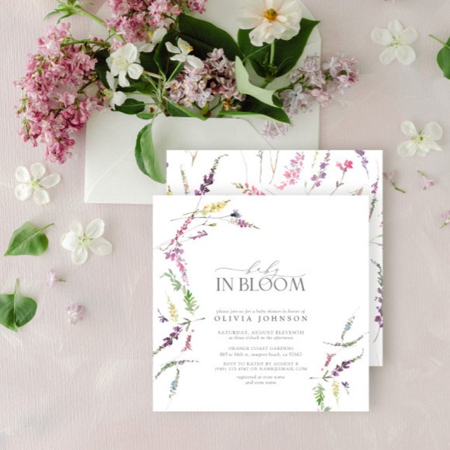 Pastell Baby in Bloom Script Blommig Bebis Shower Inbjudningar (Skapare uppladdad)