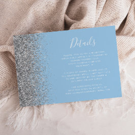 Pastell Babyblå Silverglitter Bröllopsdetaljer Tilläggskort