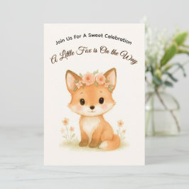 Pastell Babyräv Blommig Baby Shower, Skogsfest Inbjudningar