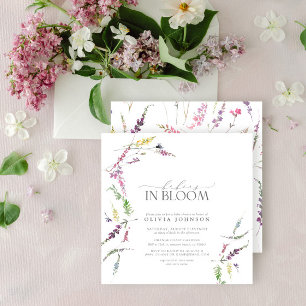 Pastell Babys i Bloom Script Blommig Bebisfest Inbjudningar