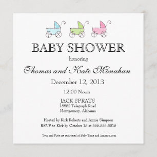 Pastell Babyvagn Shower Inbjudan
