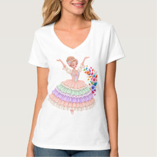 Pastell Ballerina Prinsessa T-Shirt Söt Ballet D