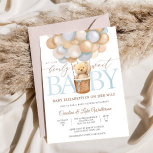 Pastell Ballong Teddy Bebis Bjudan Inbjudningar
