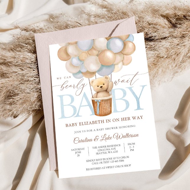 Pastell Ballong Teddy Bebis Bjudan Inbjudningar (Skapare uppladdad)