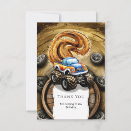 Pastell Bana Monster Truck Födelsedag Tack Kort