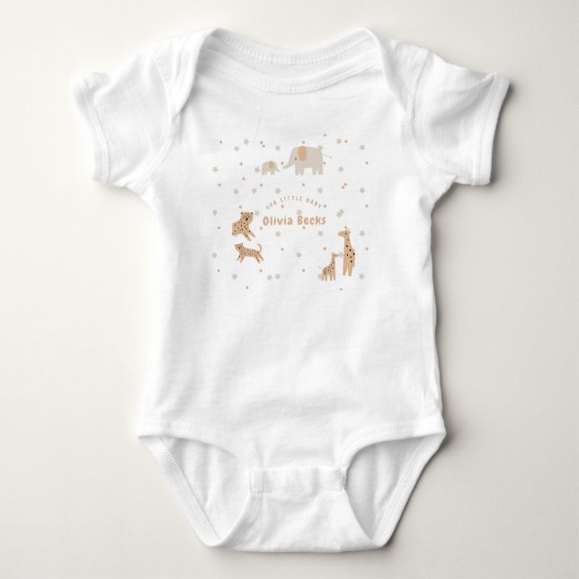 Pastell Beige Söt Illustrativ Baby Shower T Shirt (Framsida)