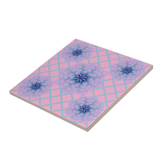 Pastell Blå Lila Blommig Mönster Estetik Sömlös Kakelplatta (Sidan)