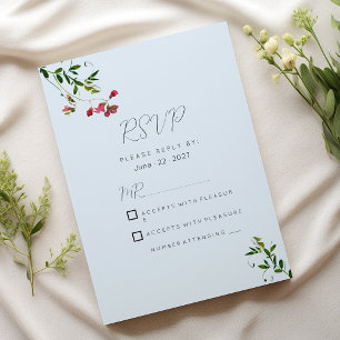 Pastell blå rosa röd grön blommor RSVP Inbjudningar