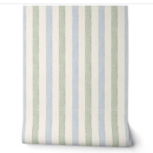 Pastell blå Sage grön randig Boho bondgård