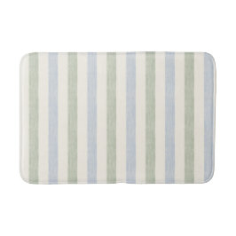 Pastell Blå Salvia Grön Rand Boho Bondgård Badrumsmatta