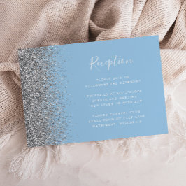 Pastell blå silver glitter bröllopsmottagning Encl Tilläggskort