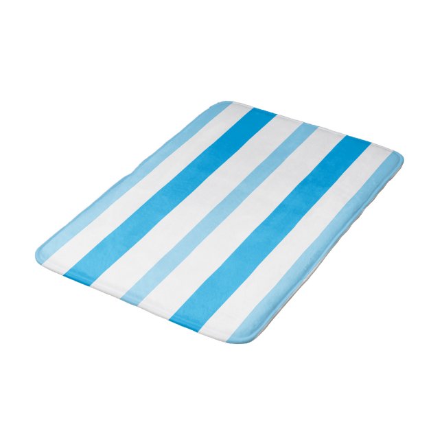 Pastell blå vita sommarränder badrumsmatta (Vinklad)