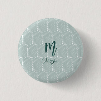 pastell blågrå akvarellmonogram namn boho ret knapp