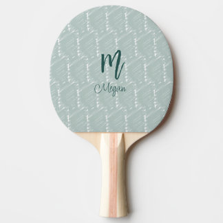 pastell blågrå akvarellmonogramnamn boho ret pingisracket