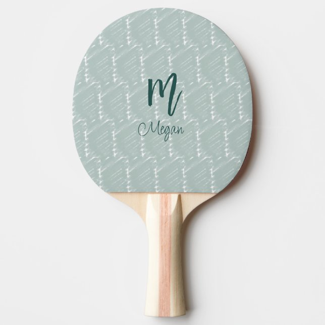 pastell blågrå akvarellmonogramnamn boho ret pingisracket (Framsidan)