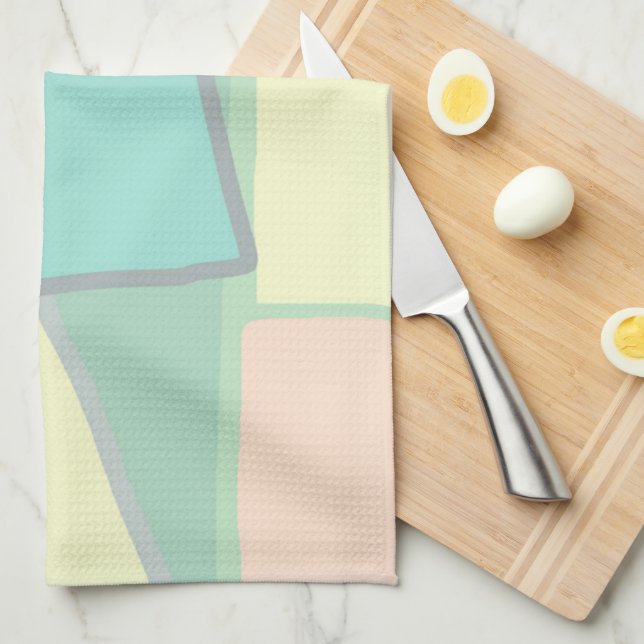 Pastell Blekt Turkos Rosa Abstrakt Konst Kökshandduk (Vikt i Fjärdedel)