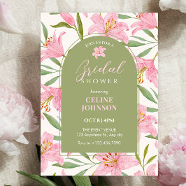Pastell blommande lilja rosa grön bröllopsdusch inbjudningar
