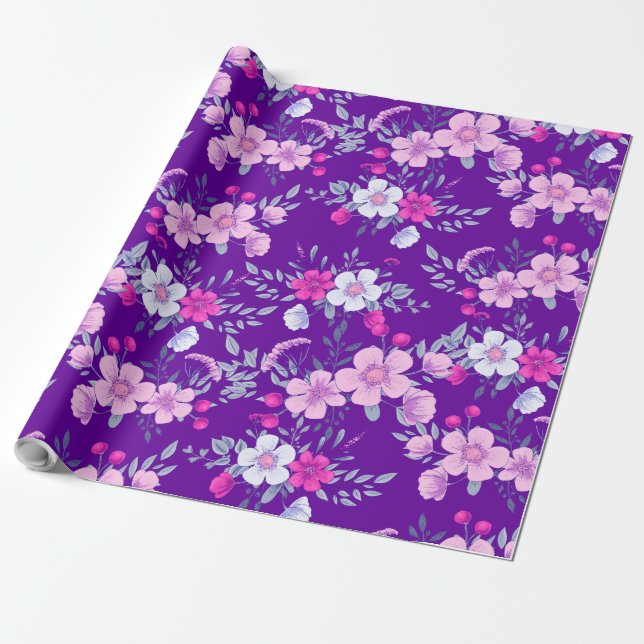 Pastell blommar det blom- trycket på eleganta presentpapper (Utrullad)