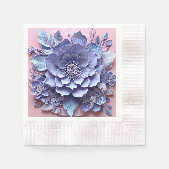 Pastell Blommig 3D Pappersblomma Lyxig Bord Dekora Pappersservett (Framsidan)