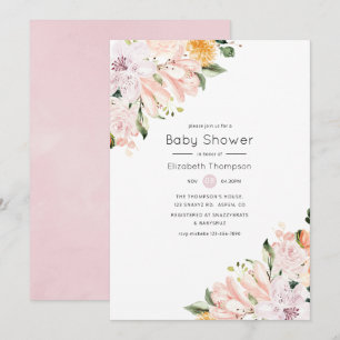 Pastell Blommig Bebis Shower Inbjudningar