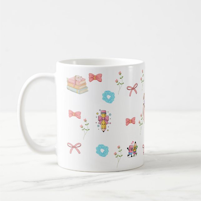 Pastell Blommig Bok Estetisk Mugg (Vänster)