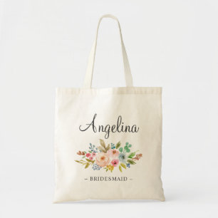 Pastell Blommig Brudtärna Totebag Tygkasse