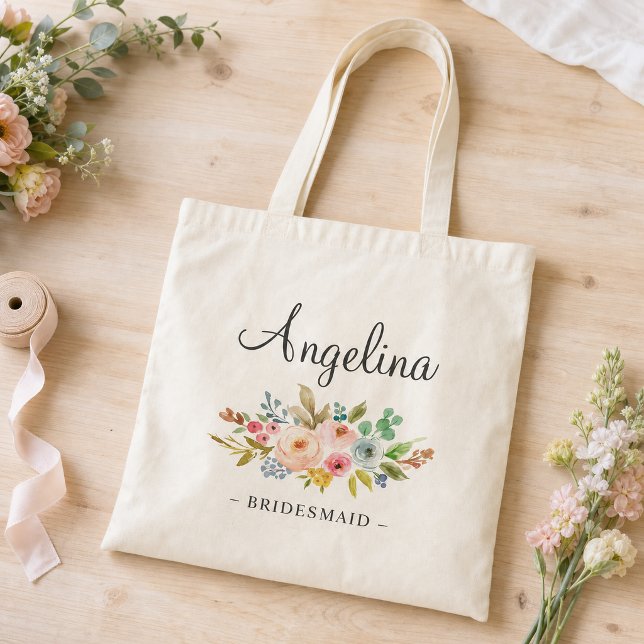 Pastell Blommig Brudtärna Totebag Tygkasse (Skapare uppladdad)