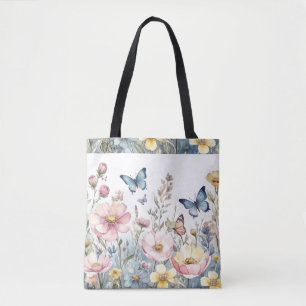 Pastell Blommig Fjäril – Eleganta Naturälskare Tygkasse
