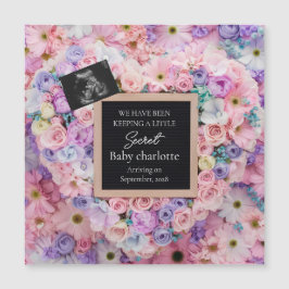 Pastell Blommig Hjärtformad Graviditetsannonsering