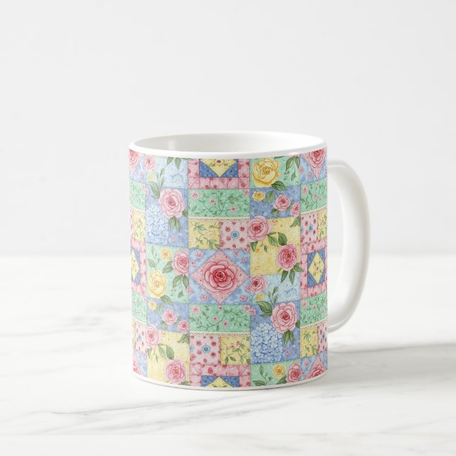 Pastell Blommig Lapptäcke Picknick Mönster (11) Kaffemugg (Framsida höger)