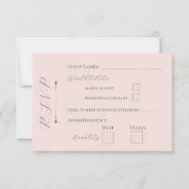 Pastell Blommig Ljus Rosa RSVP-kort OSA Kort