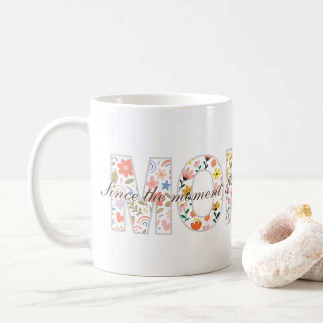 Pastell Blommig MAMMA Känslig Citat Design Kaffemugg (Med munk)