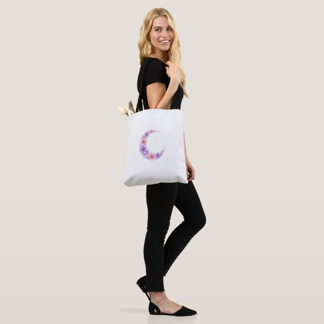 Pastell Blommig Mån Totebag - Kawaii Häxa Tygkasse (På modell)